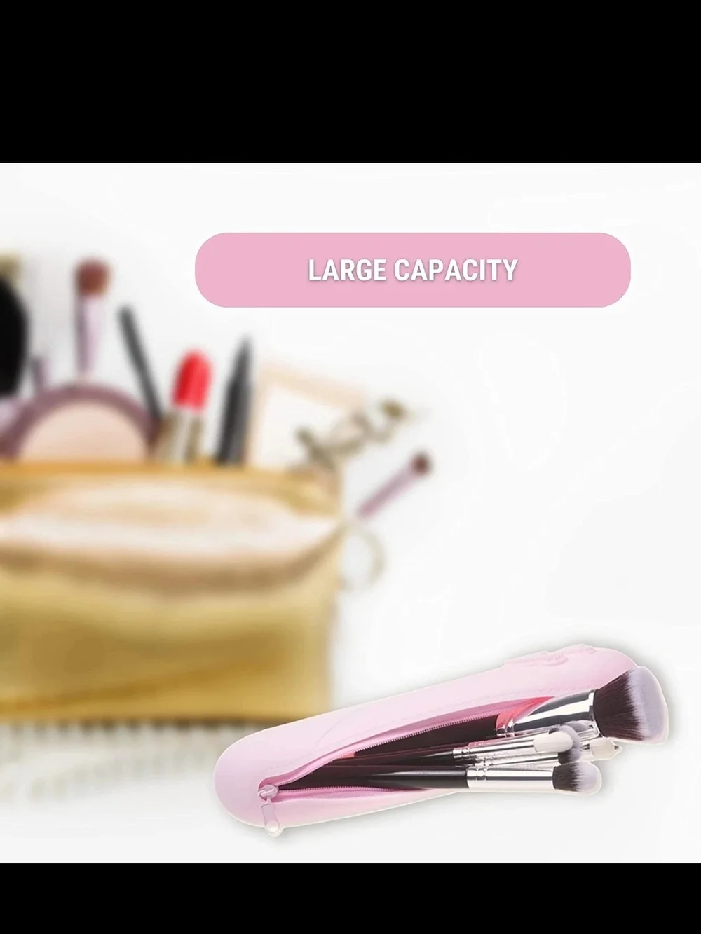 Black Makeup Brush Case - Travel Brush Holder